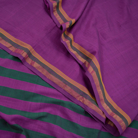 Vintage Sari Purple Pure Cotton Hand Woven Sarees Craft Fabric Zari 5Yd Sewing Soft Crafting Dress making Upcycle Quilting Zigzag