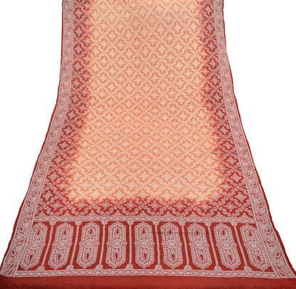 Indian Vintage Red & Peach Dupatta Long Stole Pure Silk Hand Woven Scarves Veil Scarf Wrap Paisley Party wear