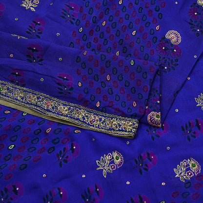 Indian Pre-owned Purple Pure Silk Hand Embroidered Ritu Kumar Designer Dupatta Ethnic Bollywood Party Wear