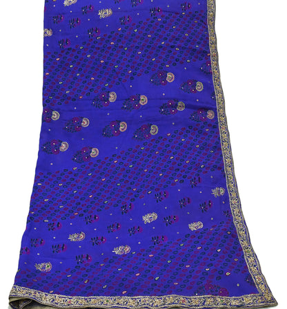 Indian Pre-owned Purple Pure Silk Hand Embroidered Ritu Kumar Designer Dupatta Ethnic Bollywood Party Wear