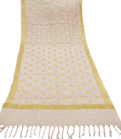 Indian Vintage Peach Dupatta Long Stole Pure Cotton Handmade Chikankari Scarves Veil Scarf Wrap Hippie Boho Soft