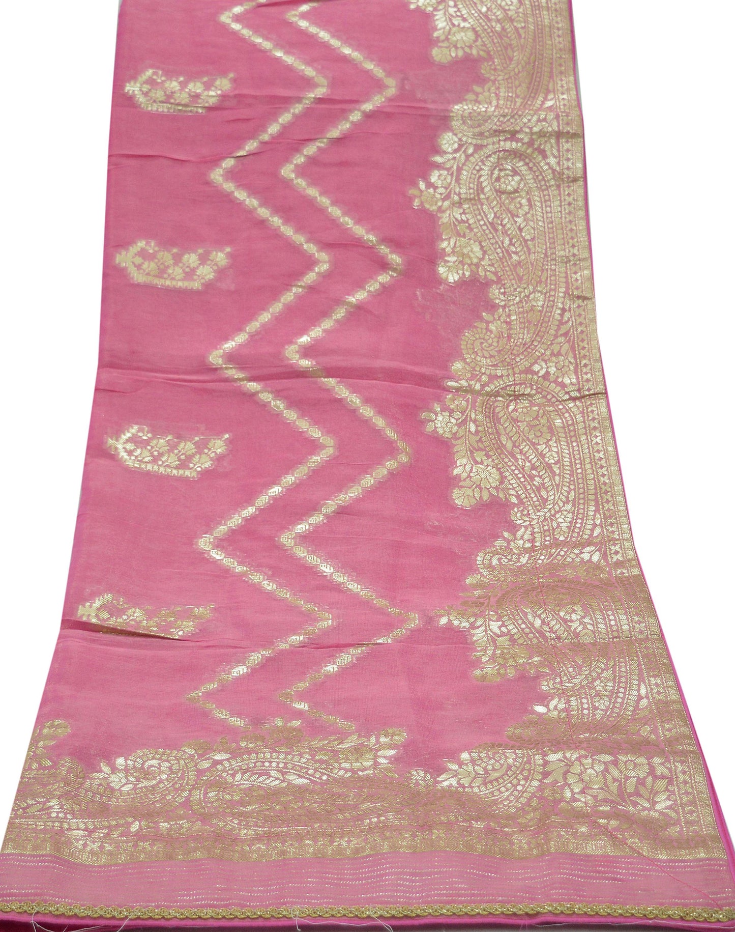 Indian Vintage Pink Dupatta Long Stole Georgette Hand Woven Brocade Scarves Veil Scarf Wrap Hippie Boho Soft Floral