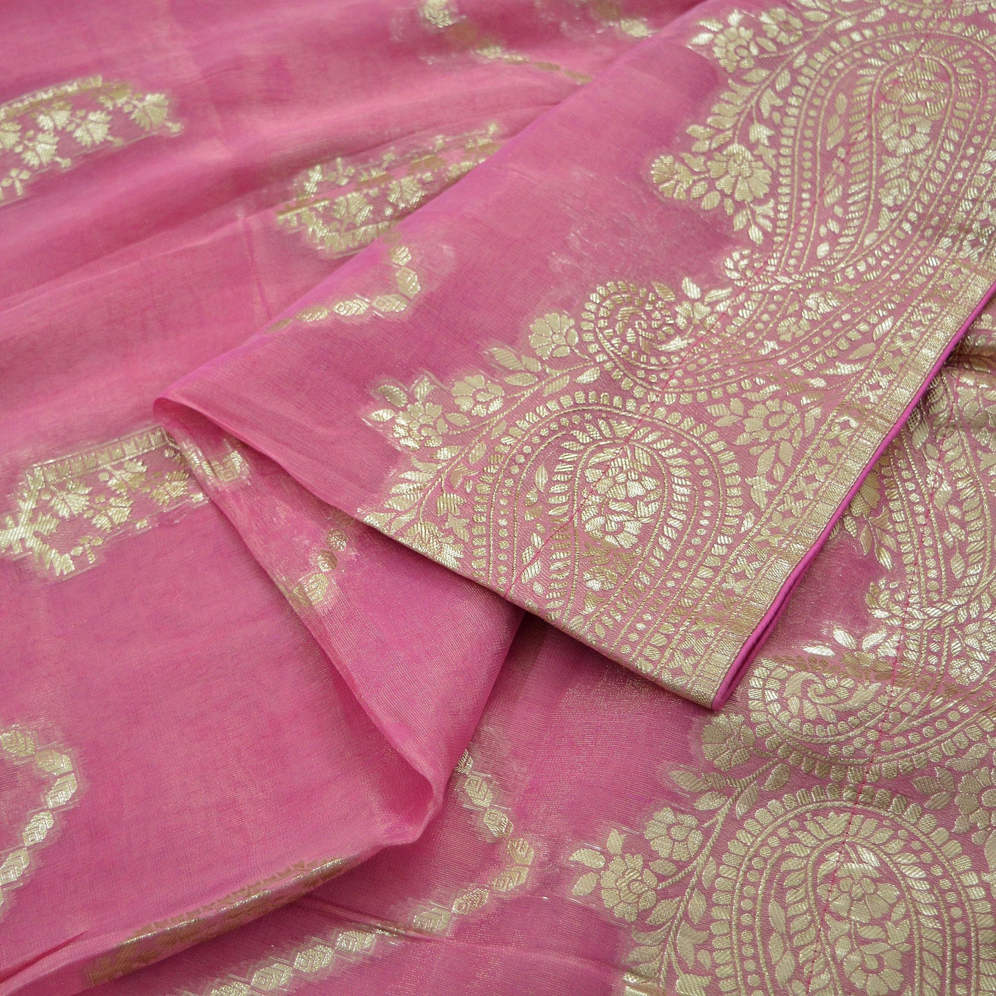 Indian Vintage Pink Dupatta Long Stole Georgette Hand Woven Brocade Scarves Veil Scarf Wrap Hippie Boho Soft Floral