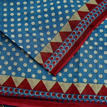 Indian Vintage Blue Saree Printed 100% Pure Cotton Indian Sari Craft Fabric 5Yd Sewing Sarong Wrap Boho Floral Dress Making Crafting
