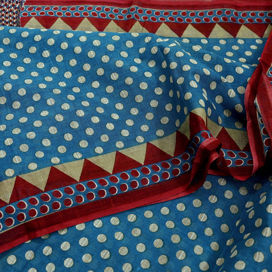 Indian Vintage Blue Saree Printed 100% Pure Cotton Indian Sari Craft Fabric 5Yd Sewing Sarong Wrap Boho Floral Dress Making Crafting