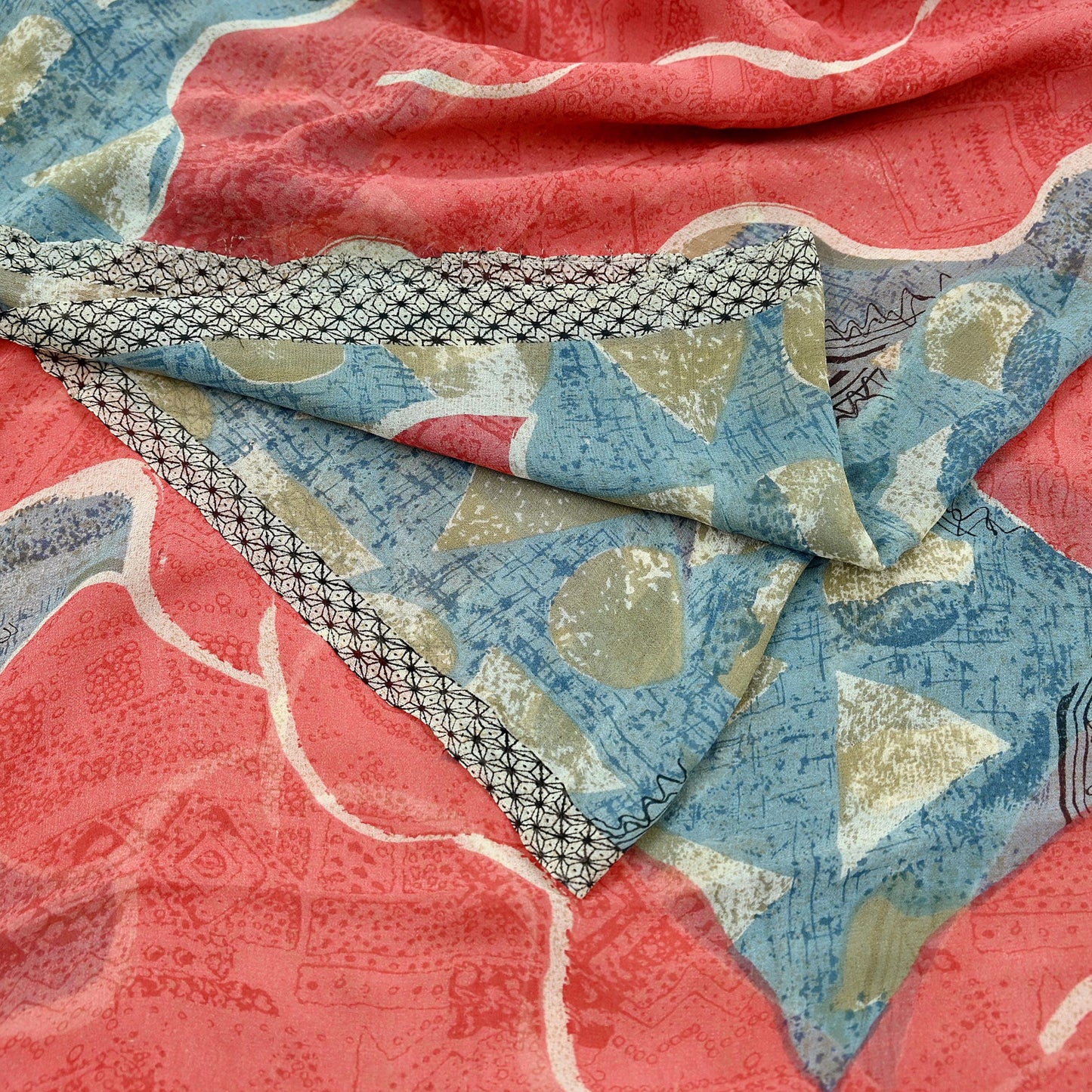 Indian Vintage Sari Pink Pure Georgette Silk Printed Saree Craft Fabric Sewing 5Yd Soft Light Dress Making Crafting Quilting Upcycle