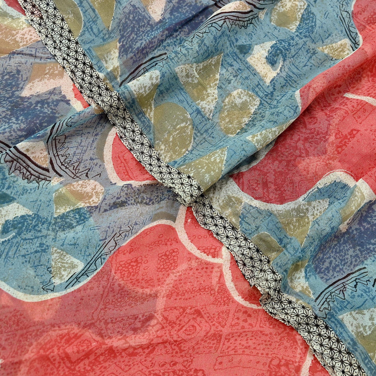 Indian Vintage Sari Pink Pure Georgette Silk Printed Saree Craft Fabric Sewing 5Yd Soft Light Dress Making Crafting Quilting Upcycle