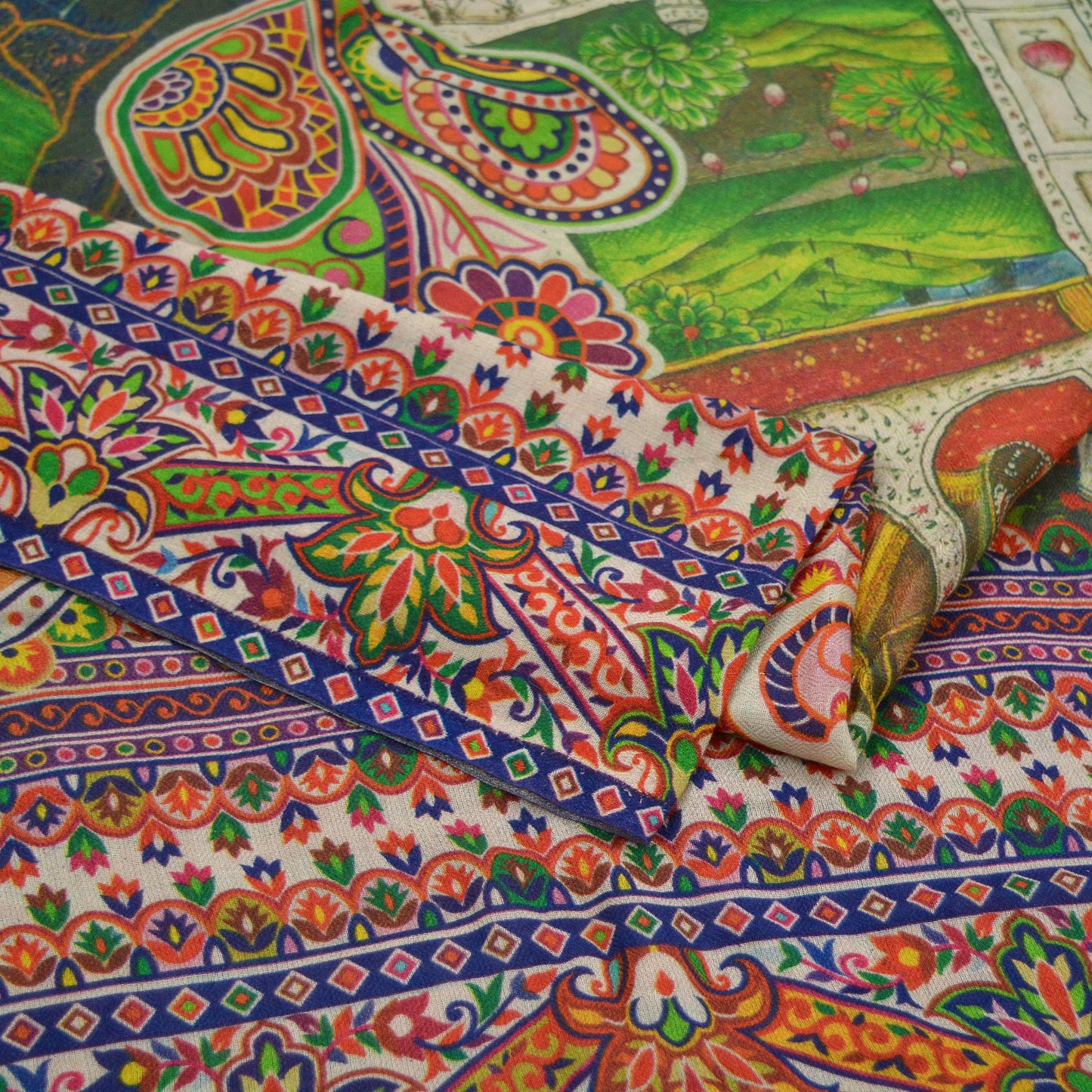 Indian Vintage Multi Dupatta Long Stole Digital Printed Hijab Blend Cotton Scarves Veil Soft Wrap Boho