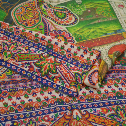 Indian Vintage Multi Dupatta Long Stole Digital Printed Hijab Blend Cotton Scarves Veil Soft Wrap Boho