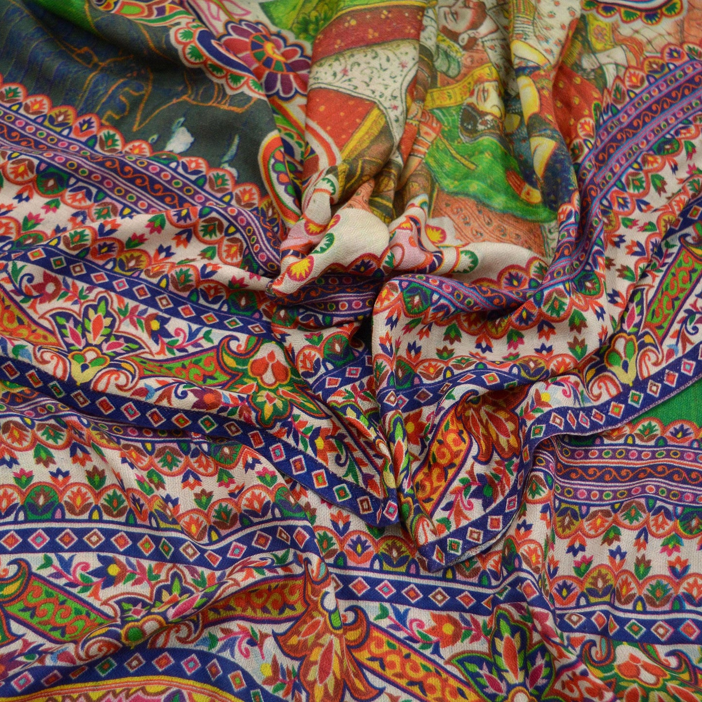 Indian Vintage Multi Dupatta Long Stole Digital Printed Hijab Blend Cotton Scarves Veil Soft Wrap Boho