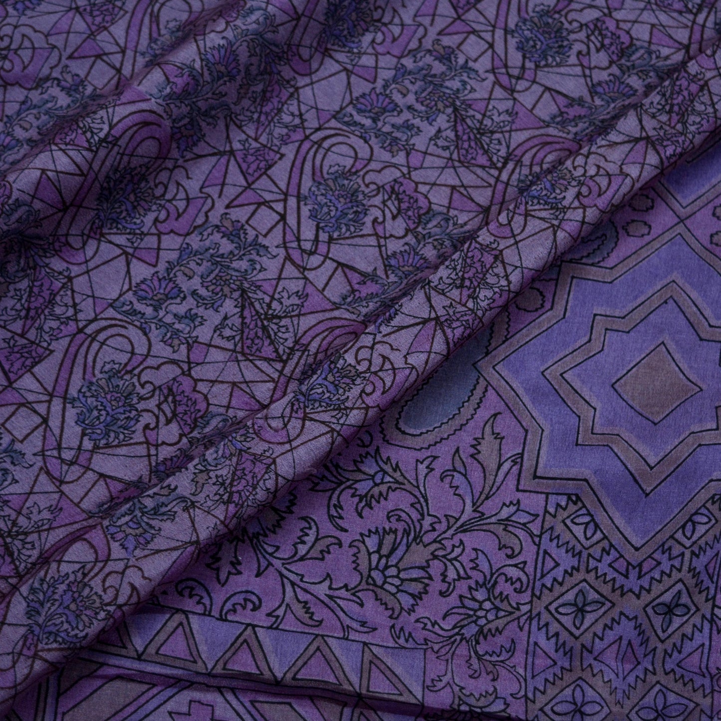 Indian Vintage Sari Purple 100% Pure Silk Printed Sarees 6yd Sewing Craft Fabric Dress Making Soft Wrap Floral Crafting Quilting Upcycle