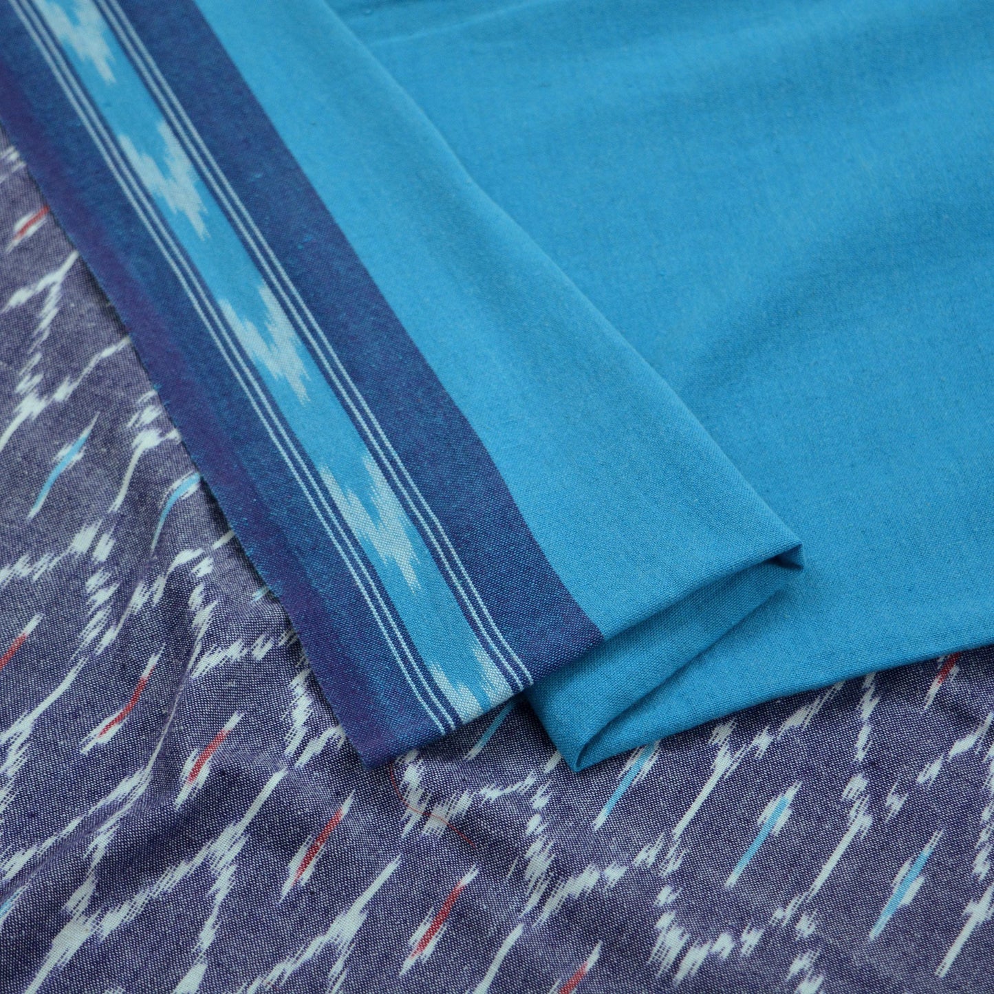 Indian Vintage Dupatta Blue Long Stole Hand woven Sambalpuri Ikat Hijab Pure Cotton Scarves Veil