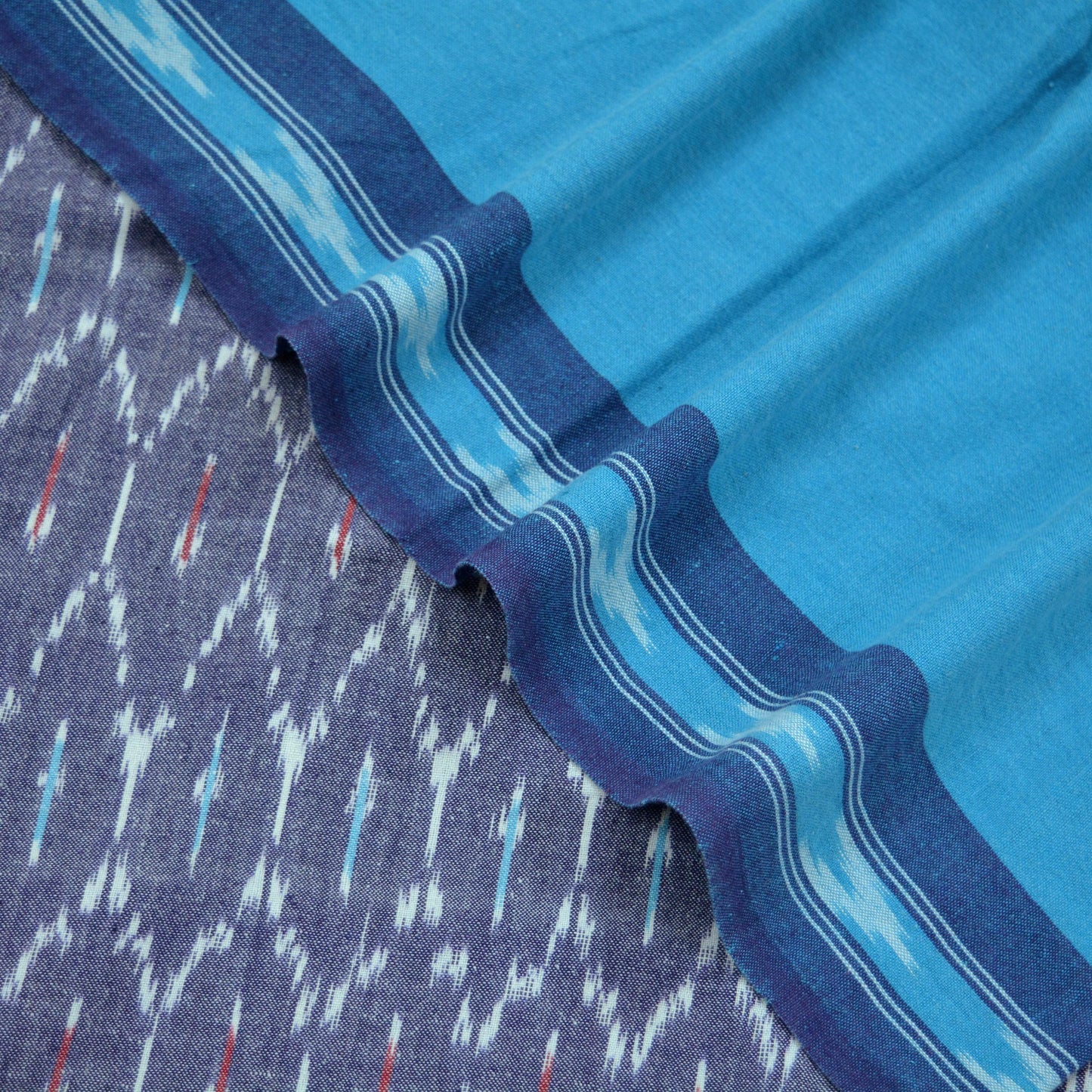 Indian Vintage Dupatta Blue Long Stole Hand woven Sambalpuri Ikat Hijab Pure Cotton Scarves Veil