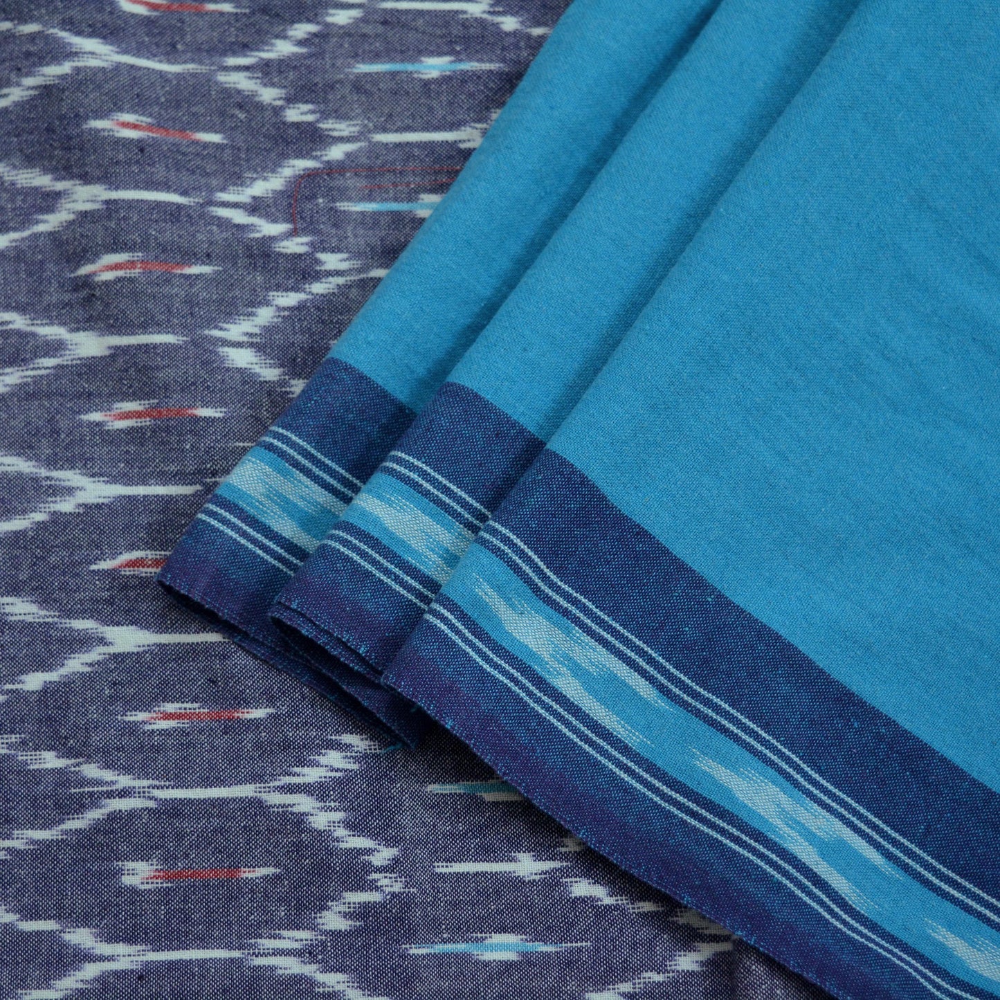 Indian Vintage Dupatta Blue Long Stole Hand woven Sambalpuri Ikat Hijab Pure Cotton Scarves Veil