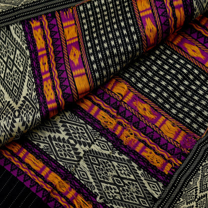 Indian Vintage Dupatta Black & Purple Long Stole Hand woven Sambalpuri Ikat Hijab Pure Cotton Indian Scarves Veil