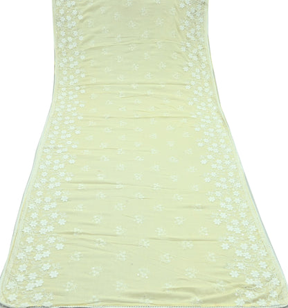 Indian Vintage Yellow Dupatta Long Stole Embroidered Pure Cotton Scarves Veil Sequins Soft