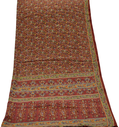 Women Indian Vintage Brown Dupatta Long Stole Pure Crepe silk Printed Dupatta Veil Scarves soft Boho Wrap Dressmaking Paisley