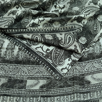 Indian Vintage Black & Gray Saree 100% Pure Silk Printed Sari 5yd Sewing Craft Fabric Dress Making Soft Crafting Quilting Upcycle