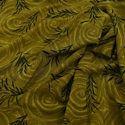 Indian Vintage Sari Green & Black Pure Crepe Silk Printed Sarees 5yd Sewing Floral Soft Craft Fabric Wrap Dress making Crafting Quilting