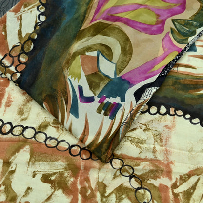 Indian Women Vintage Multi Sarees 100% Pure Georgette Silk Printed Sari Sewing 5yd Soft Craft Floral Design Wrap Boho Dress Making