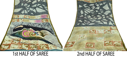 Indian Women Vintage Multi Sarees 100% Pure Georgette Silk Printed Sari Sewing 5yd Soft Craft Floral Design Wrap Boho Dress Making