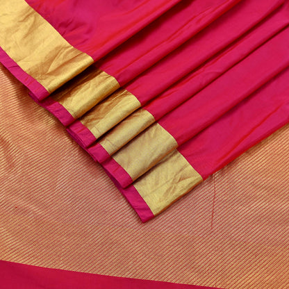 Vintage Heavy Sari Magenta Hand Woven Kanjivaram Artificial Silk Sarees Zari 5Yd Floral Craft Fabric Dress making Crafting Quilting