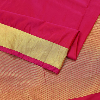 Vintage Heavy Sari Magenta Hand Woven Kanjivaram Artificial Silk Sarees Zari 5Yd Floral Craft Fabric Dress making Crafting Quilting