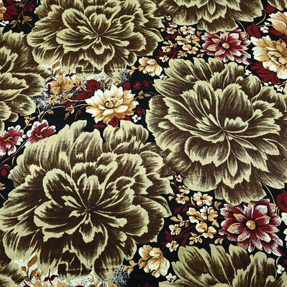 Indian Vintage Sari Black Printed Pure Silk Sarees Craft Fabric 5yd Sewing Floral Soft Dress Designing  for Crafting Quilting Upcycle Wrap