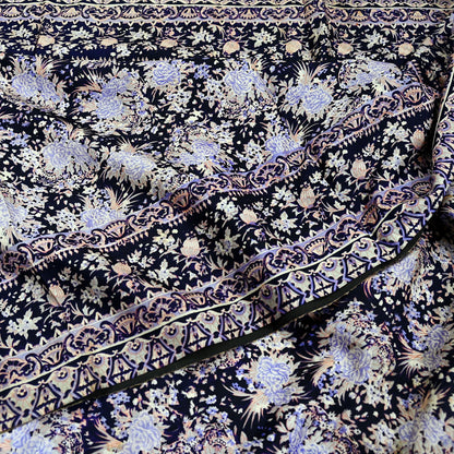 Indian Vintage Sari Blue Pure Silk Printed Sarees 5yd Sewing Craft Fabric Soft Dress Making Wrap Paisley Upcycle Quilting Crafting