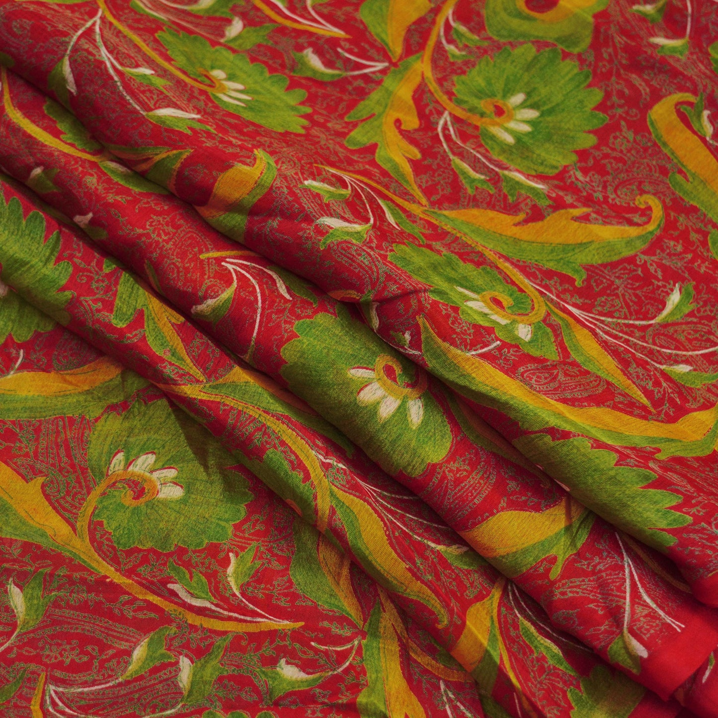 Indian Vintage Sari Red Pure Silk Printed Saree 6yd Sewing Craft Fabric DressMaking Soft Wrap Quilting Crafting