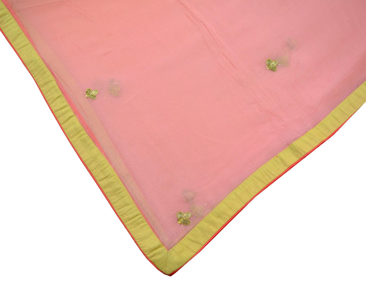 Indian Vintage Peach Dupatta Pure Georgette silk Long Stole Hand Embroidered Scarves Stole Veil Wrap Zari