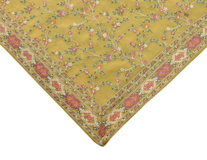 Indian Vintage Dupatta Yellow Pure Georgette silk Long Stole Embroidered Scarves Stole Veil Wrap