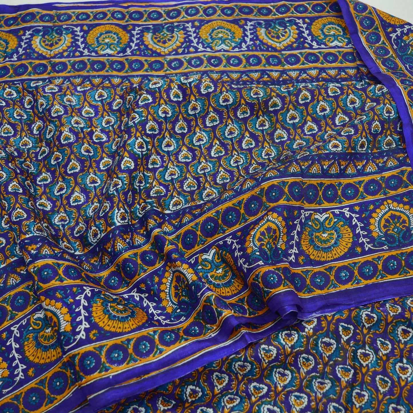 Indian Vintage Sari Black & Purple 100% Pure Silk Printed Saree 5yard Sewing Craft Fabric DressMaking Soft Floral