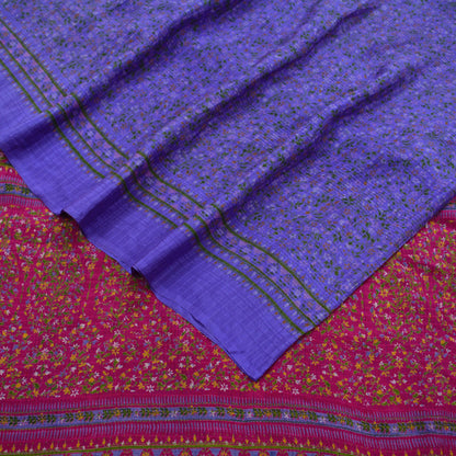 Indian Vintage Sari Purple & Pink 100% Pure Silk Printed Sarees Craft Fabric 5yd Sewing DressMaking Soft Floral Crafting Quilting Upcycle