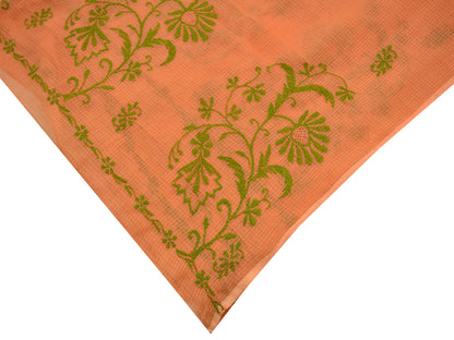 Indian Vintage Orange Dupatta Long Stole Pure Cotton Handmade Chikankari Scarves Veil Scarf Wrap Hippie Boho Soft