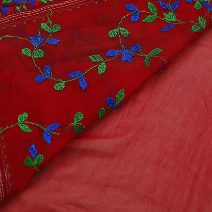 Indian Vintage Heavy Sarees Red Pure Georgette Silk Hand Embroidered Sari Fabric 6Yd Sewing Ethnic Sequins Wedding sarees