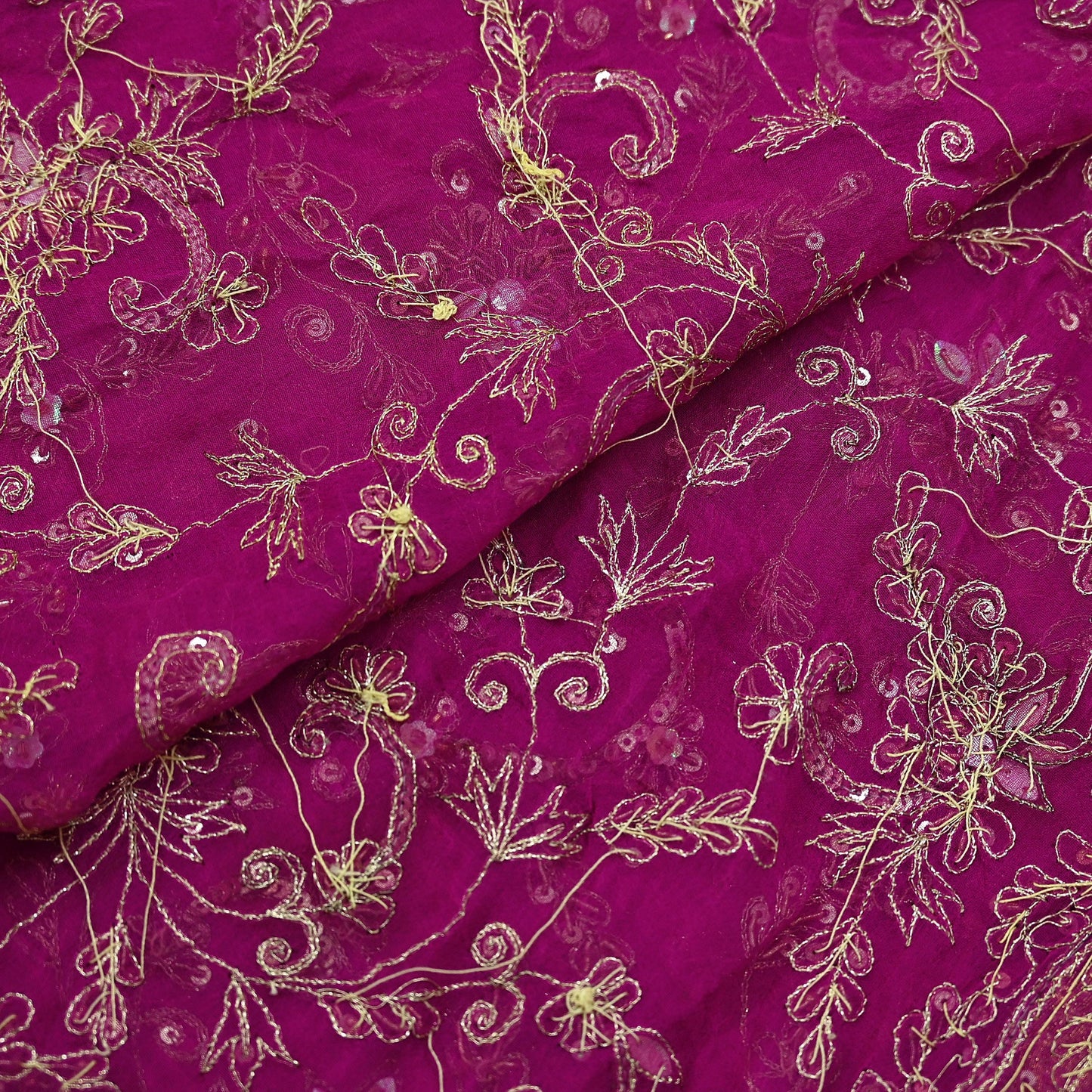 Indian Vintage Heavy Pink Dupatta Pure Georgette Silk Long Stole Hand Embroidered Scarves Scarf Zari Zardozi Bridal/Wedding Veil