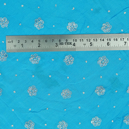 Indian Vintage Heavy Blue Dupatta Pure silk Long Stole Hand Embroidered Hijab Scarves Veil Wrap Glass Beaded Velvet Patch