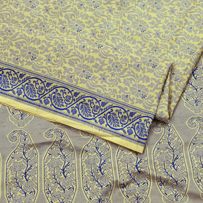 Indian Vintage Sari Ivory Artificial Silk Hand Woven Sarees 5yd Ethnic Elephants Craft Fabric Sewing Wedding Sarees Dress making Crafting