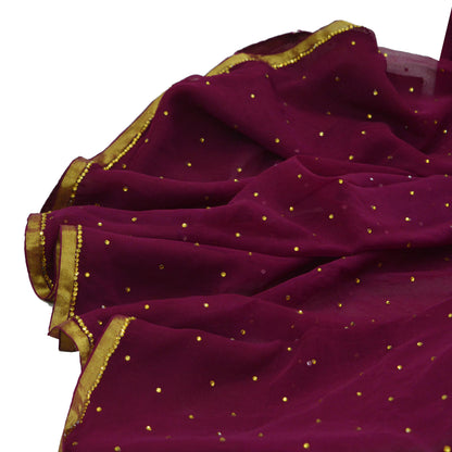 Indian Vintage Sari Maroon Blend Chiffon Woven Sarees Sari 5Yd Craft Fabric Dress Making Sewing Crafting Zari Border