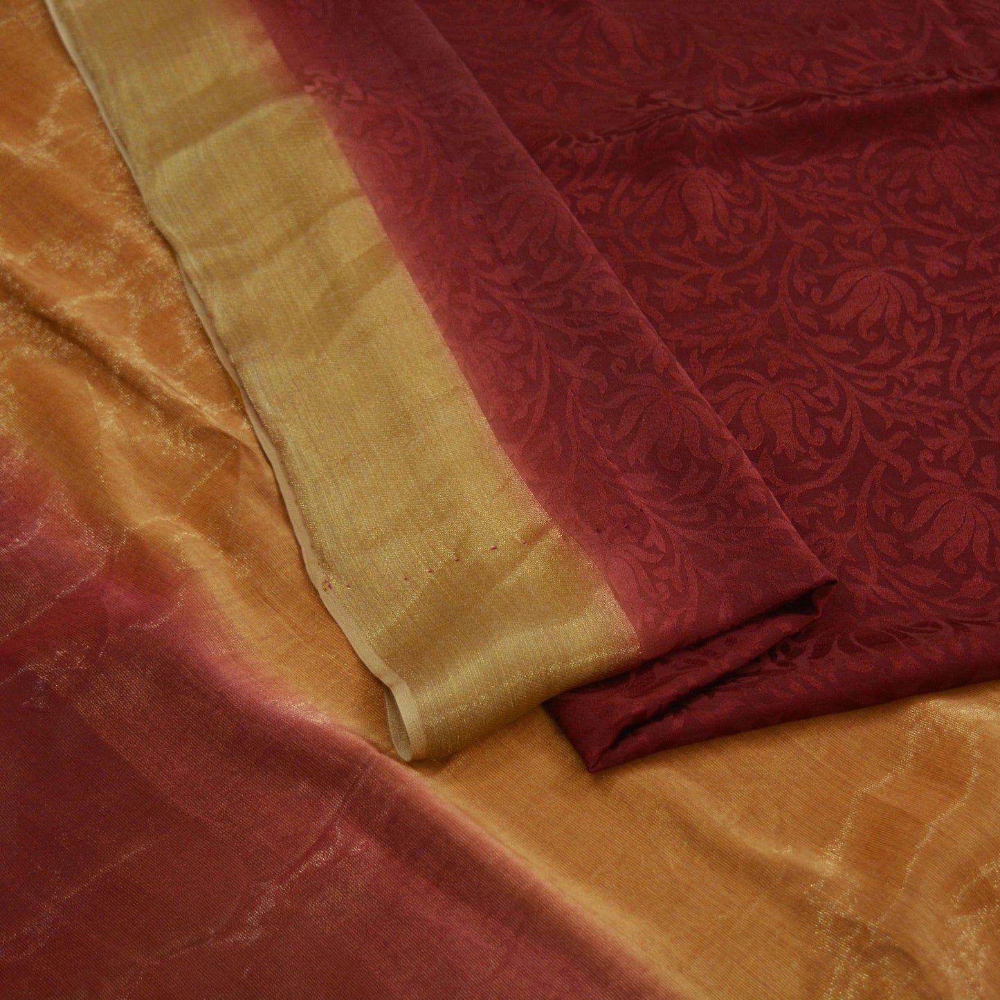 Indian Vintage Sari Pure Crepe Silk Hand Woven Sarees 5yd Sewing Craft Fabric Zari Border Dress making Crafting Quilting