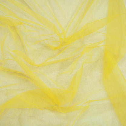 3Yard Indian Yellow Color Net Fabric Zari Embroidered Work Design Fabric Used in Different Designing in Multi Apparels.