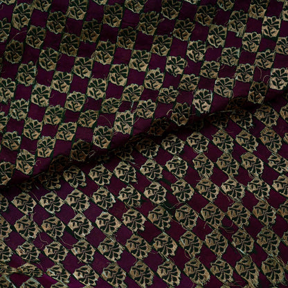 Indian Purple Color Artificial Silk Woven Brocade Banarasi Zari Work Design Fabric Used in Different Designing in Multi Apparels.