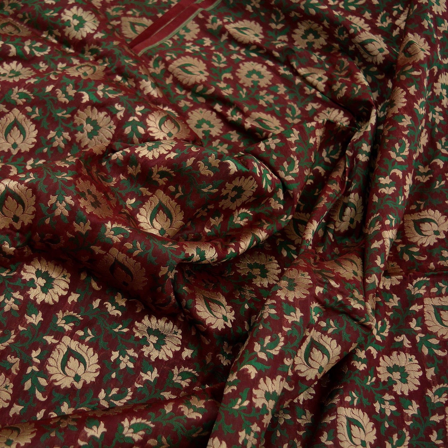 Indian Maroon Color Artificial Silk Hand Woven Brocade Banarasi Zari Work Design Fabric Used in Different Designing in Multi Apparels.
