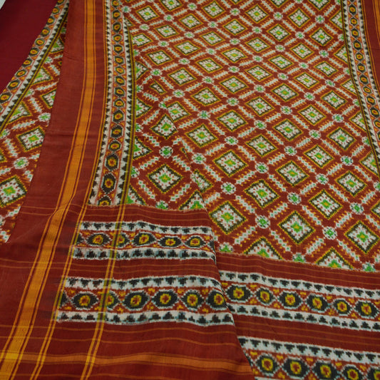 Indian Antique Vintage Hand Woven Double Ikat Patola Sarees 100% Pure Silk Craft Fabric 5Yd Dress Making Sewing For wearing