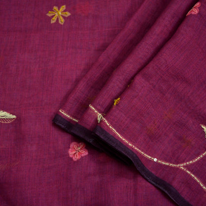 Indian Vintage Purple Dupatta Long Stole Embroidered Cotton Scarves Veil Soft Fringes