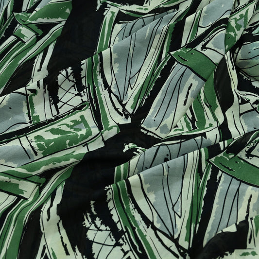Indian Vintage Black & Green Saree 100% Pure Georgette Silk Printed Sari Sewing 5yd Craft Soft Dress Designing for Crafting Floral