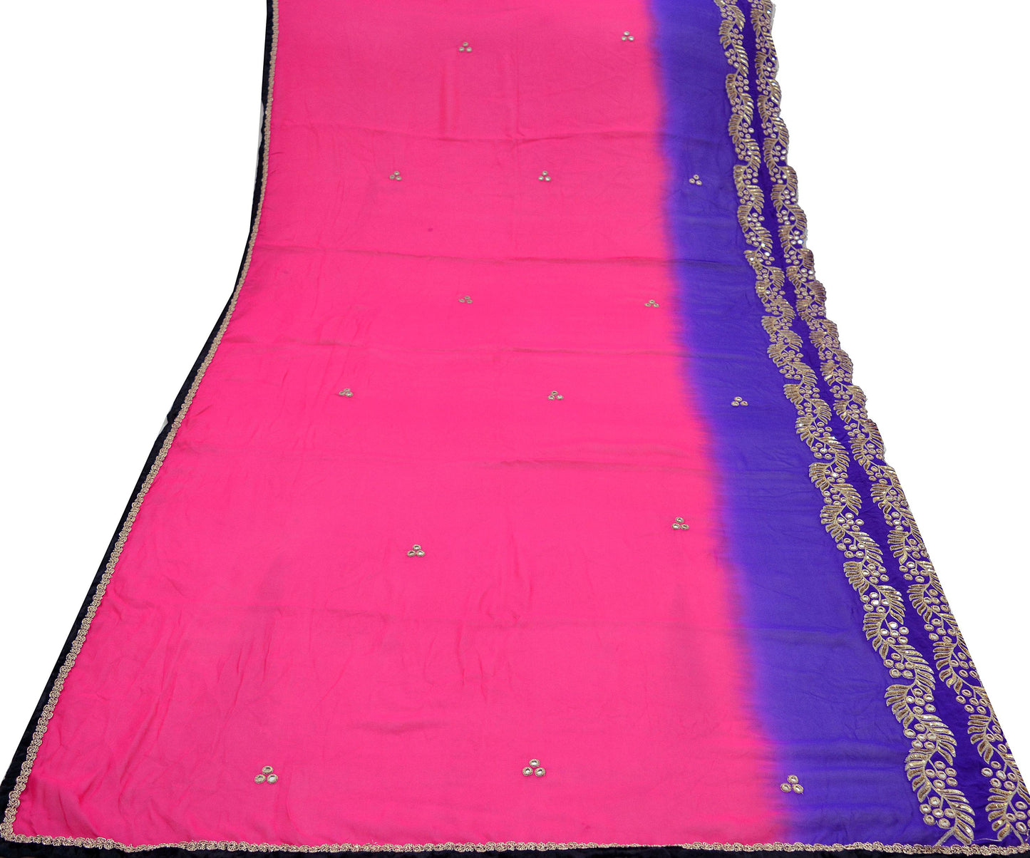 Indian Vintage Pink & Purple Dupatta Long Stole Pure Silk Hand Embroidered Scarves Veil Scarf Wrap Hippie Boho Zardozi/ Dabka