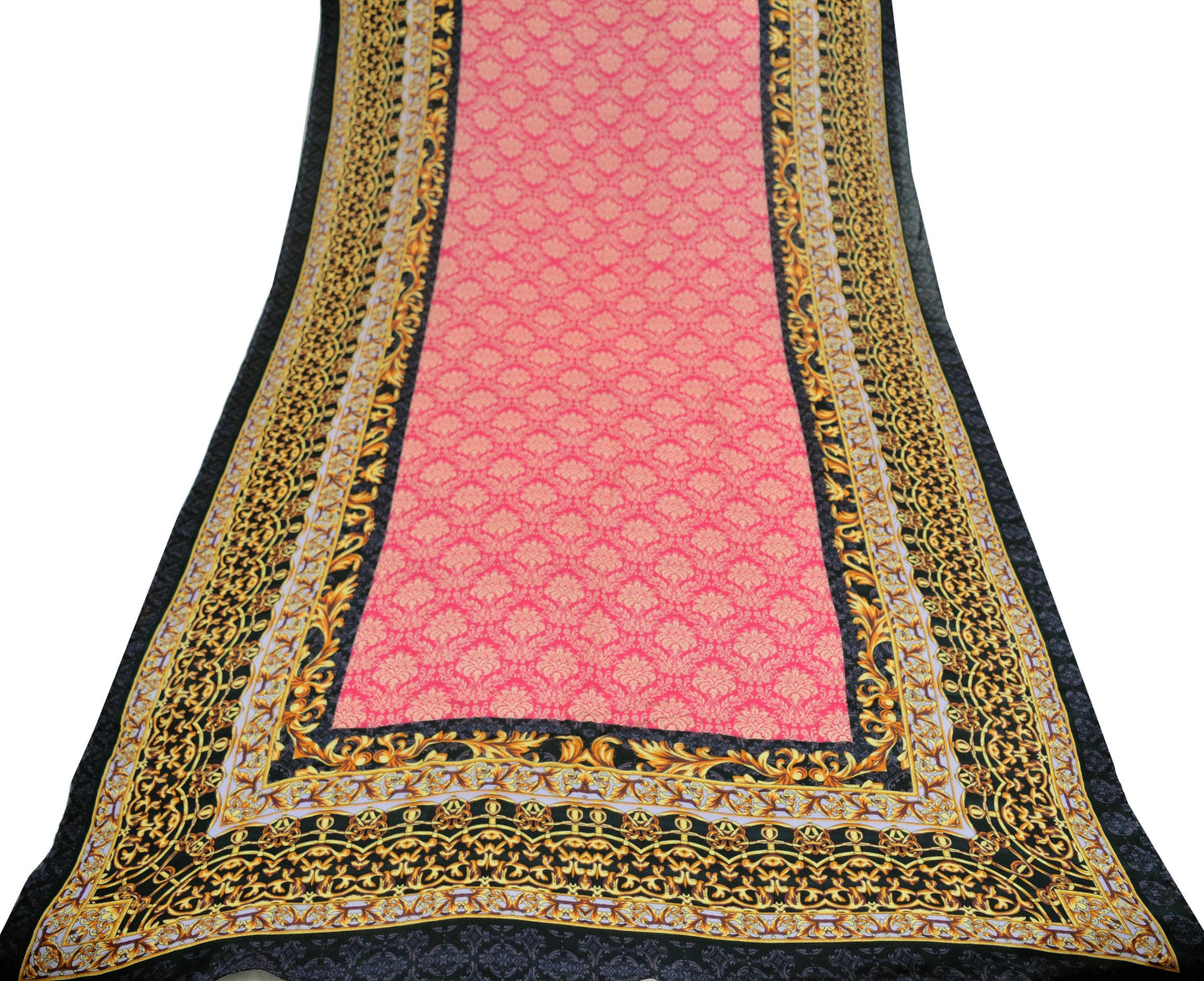 Women Indian Vintage Dupatta Pink & Beige Long Stole Pure silk Printed Dupatta Veil Scarves soft Boho Wrap Dressmaking Floral Design