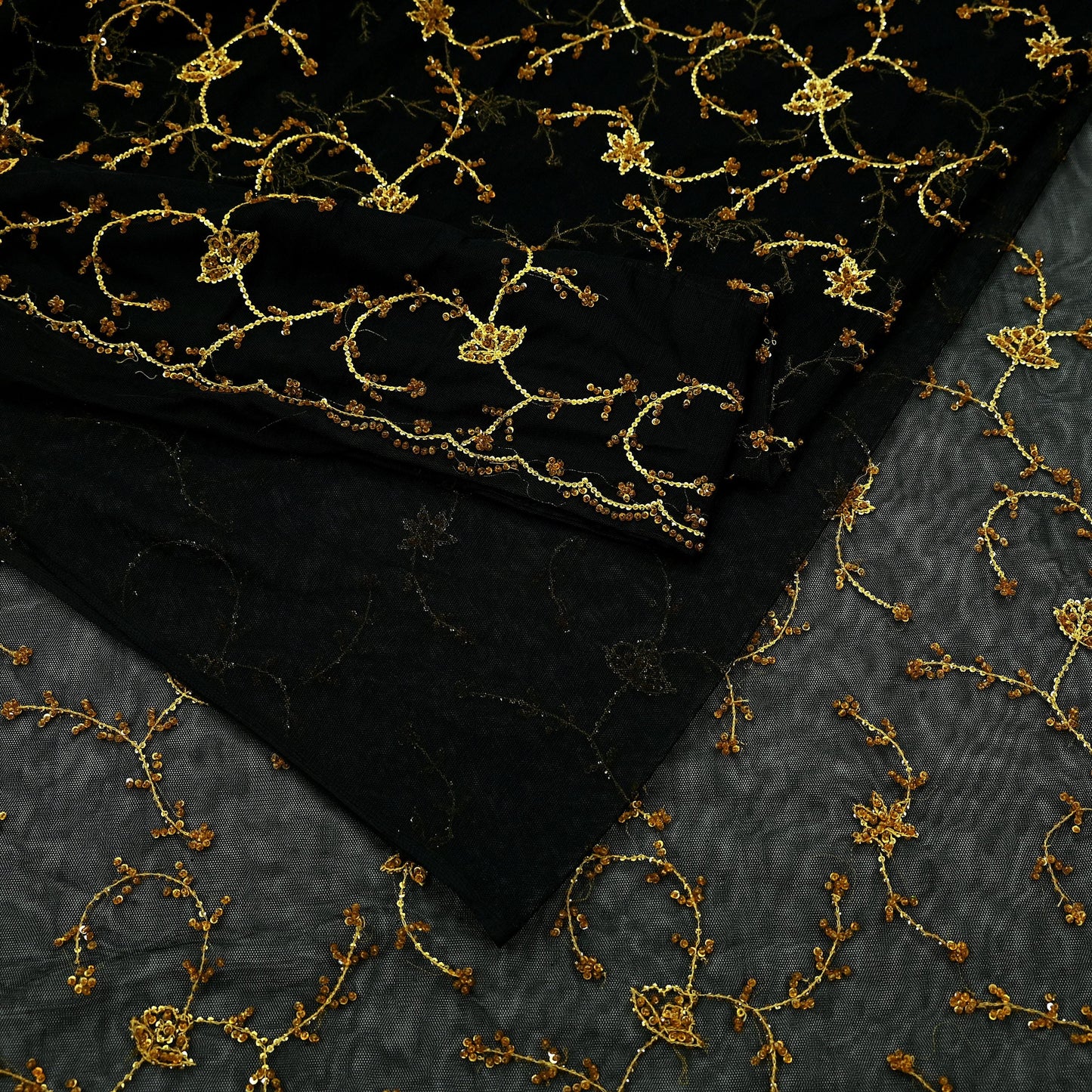 Indian Vintage Heavy Sari Black Net/Mesh Embroidered Sarees Fabric 5Yd Sewing Soft Floral Craft Fabric Dress making Crafting Bollywood sari